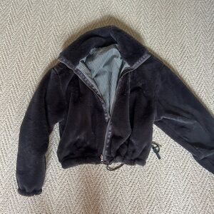 Gray Fuzzy Bomber Jacket